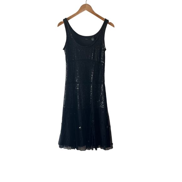 Vintage Y2k Q.U.E. Sequin Black Sleevless Party Dress Size 6 - Picture 7 of 7